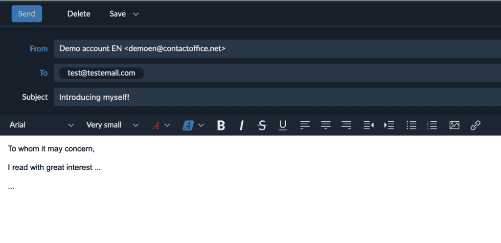 Exemplo de uma saudação formal por e-mail